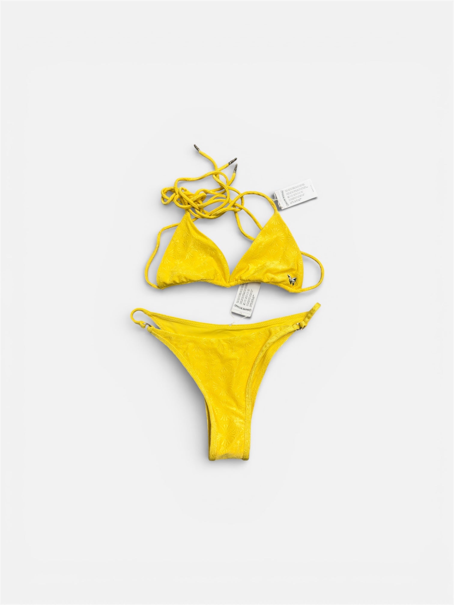 Chrome Hearts Yellow Jacquard Triangle Bikini – Size Small