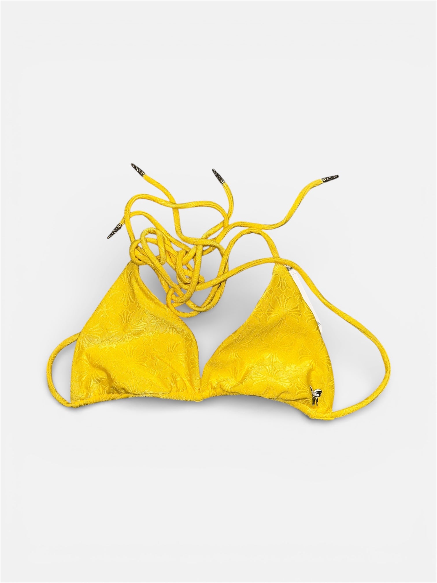Chrome Hearts Yellow Jacquard Triangle Bikini – Size Small