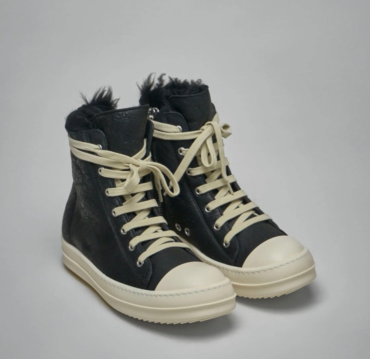 RICK OWENS
High Top Zebra Shearling Ramones Sneakers