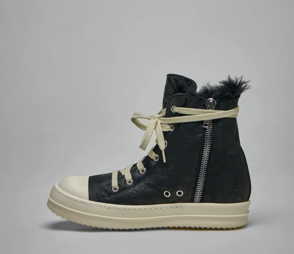 RICK OWENS
High Top Zebra Shearling Ramones Sneakers