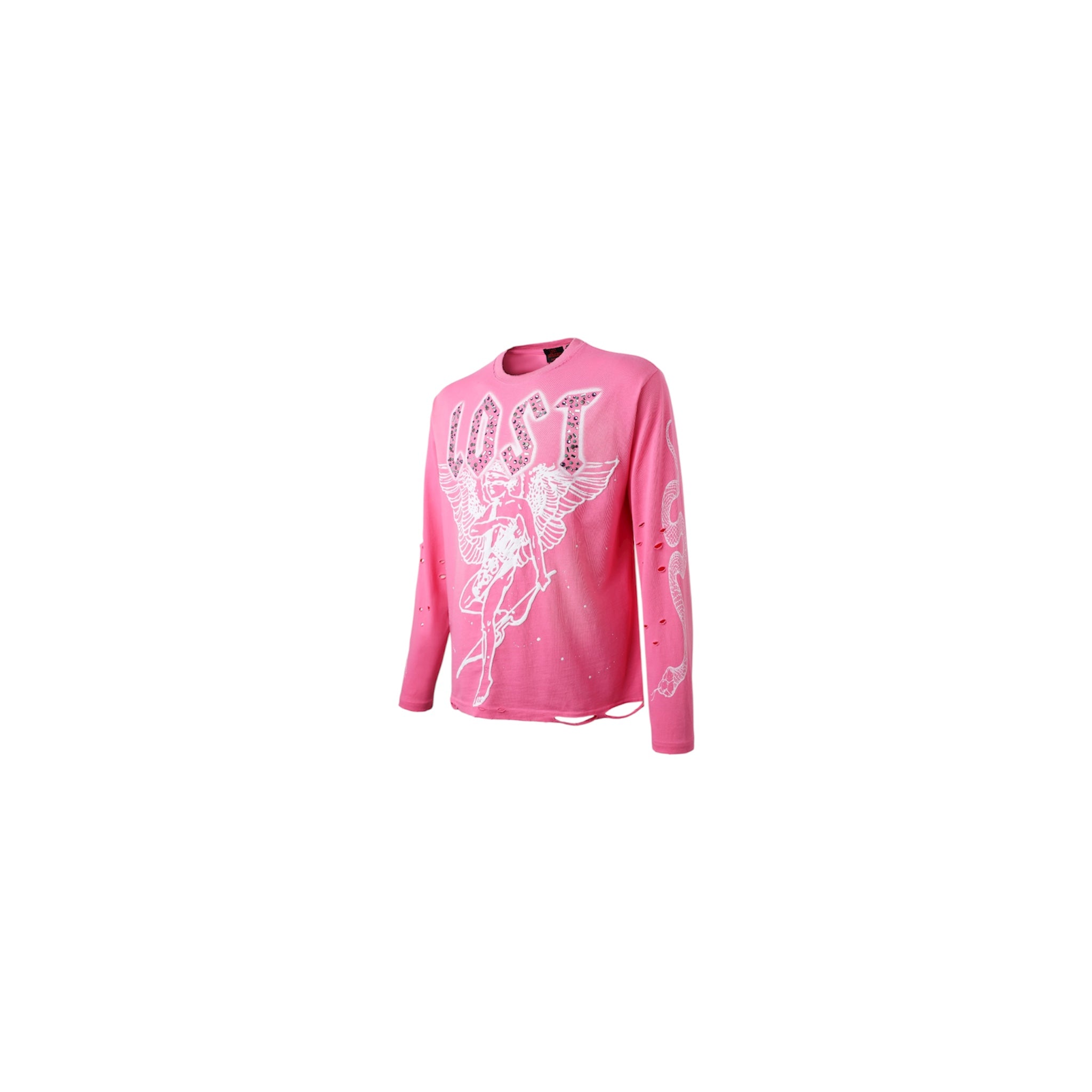 Lost Intricacy Angel Rhinestone Long Sleeve – Pink