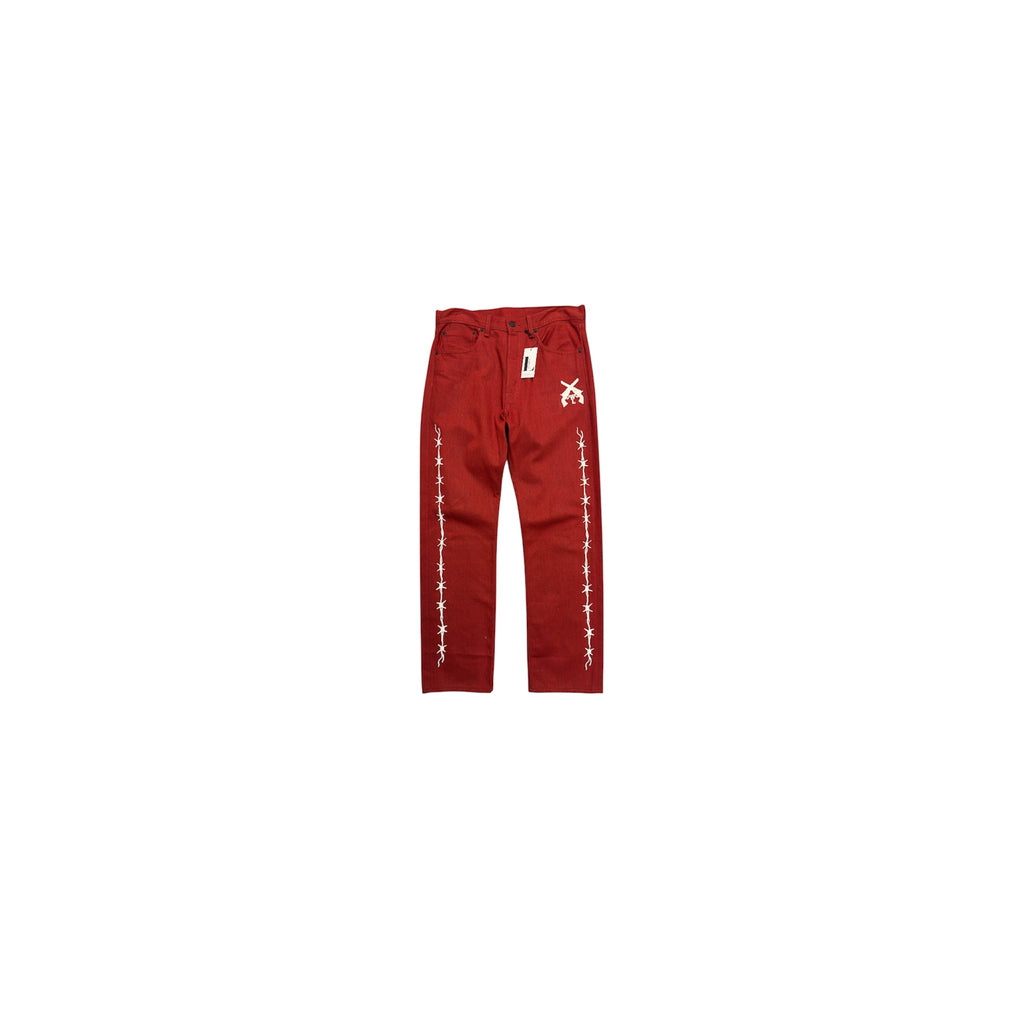 "Warren Lotas Barbed Wire Denim – Red" SZ-32