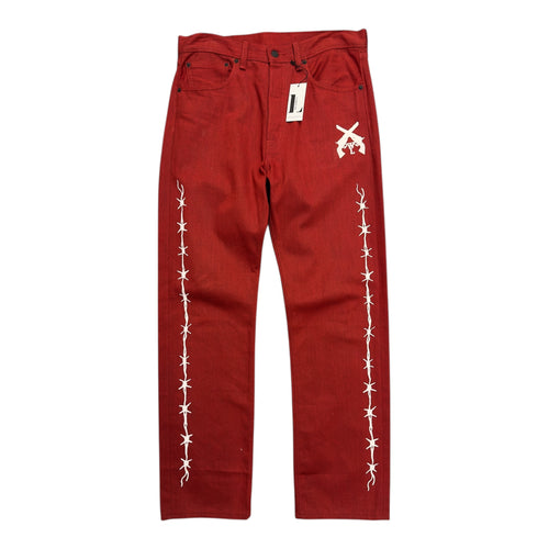 "Warren Lotas Barbed Wire Denim – Red" SZ-32