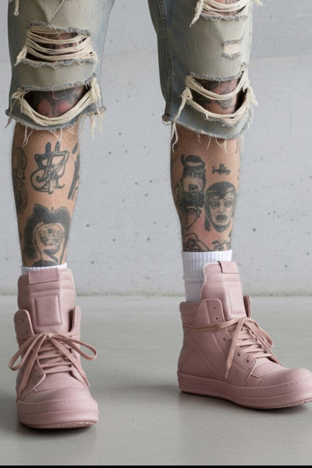 rick owens geobasket – pink leather SZ-42
