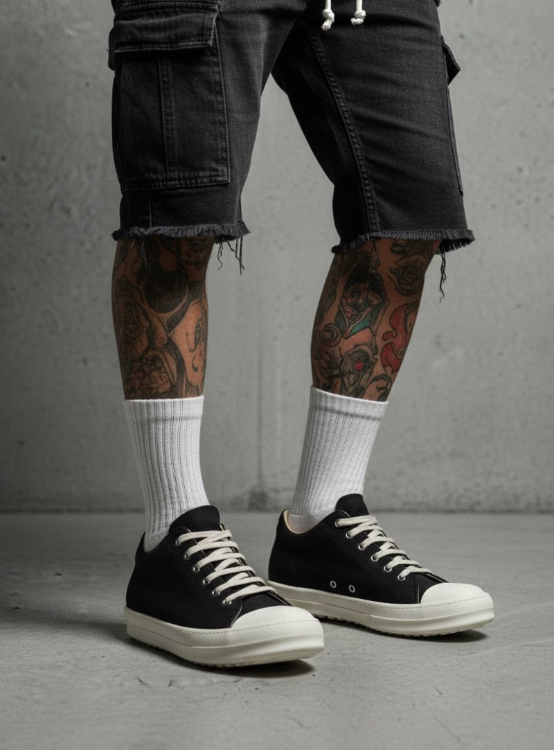 Rick Owens DRKSHDW Low Sneaks – Black Canvas