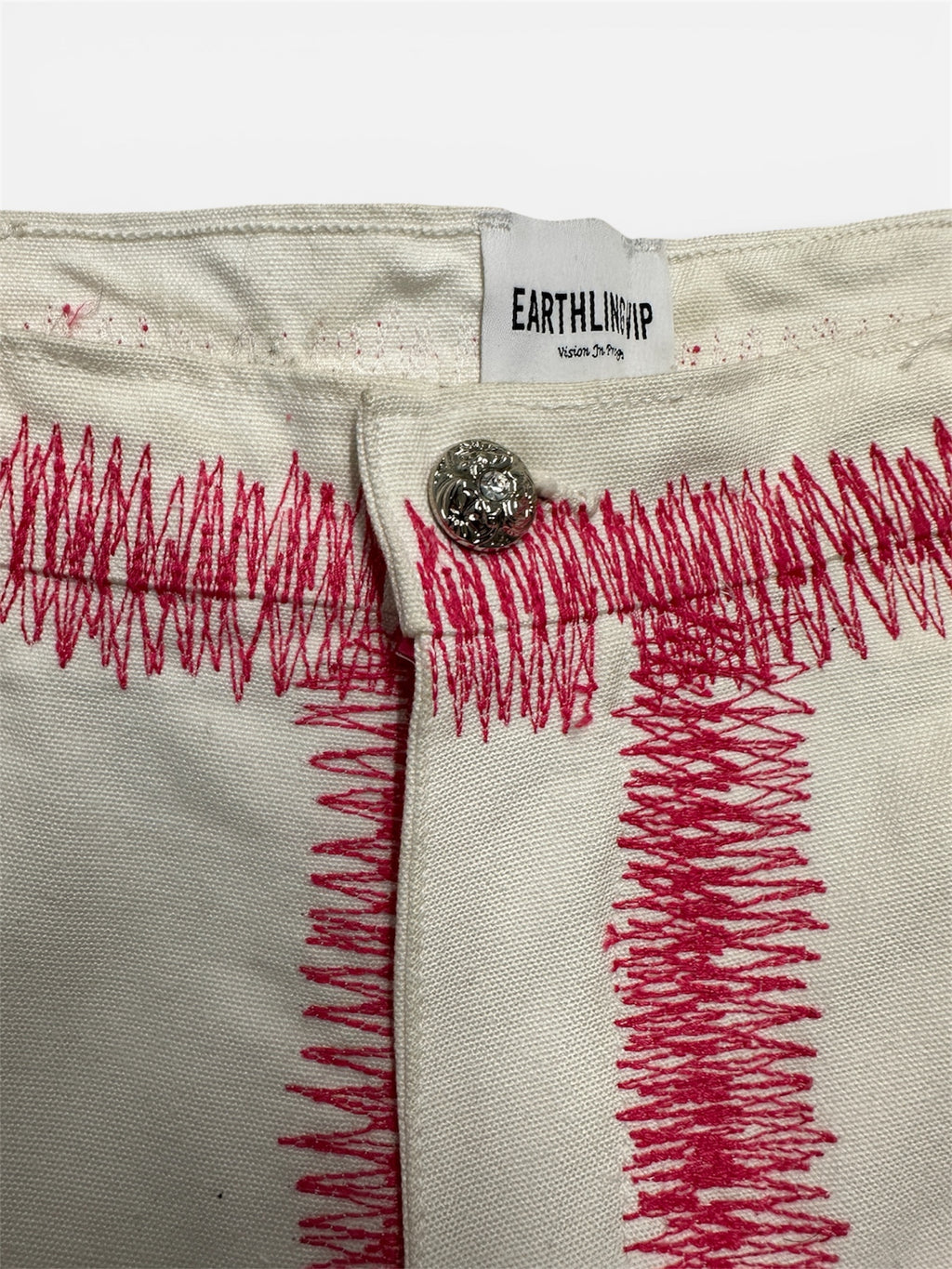 Earthling VIP White/Pink Contrast Stitch Denim – Size 34