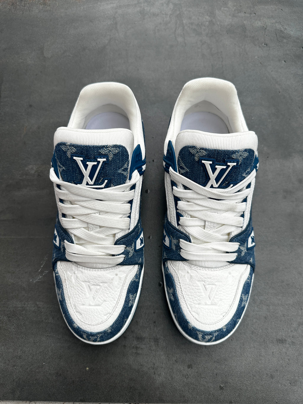 Louis Vuitton Trainer Low White Blue Monogram Denim EU39/US7 ✅