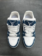 Louis Vuitton Trainer Low White Blue Monogram Denim EU39/US7 ✅
