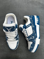 Louis Vuitton Trainer Low White Blue Monogram Denim EU39/US7 ✅