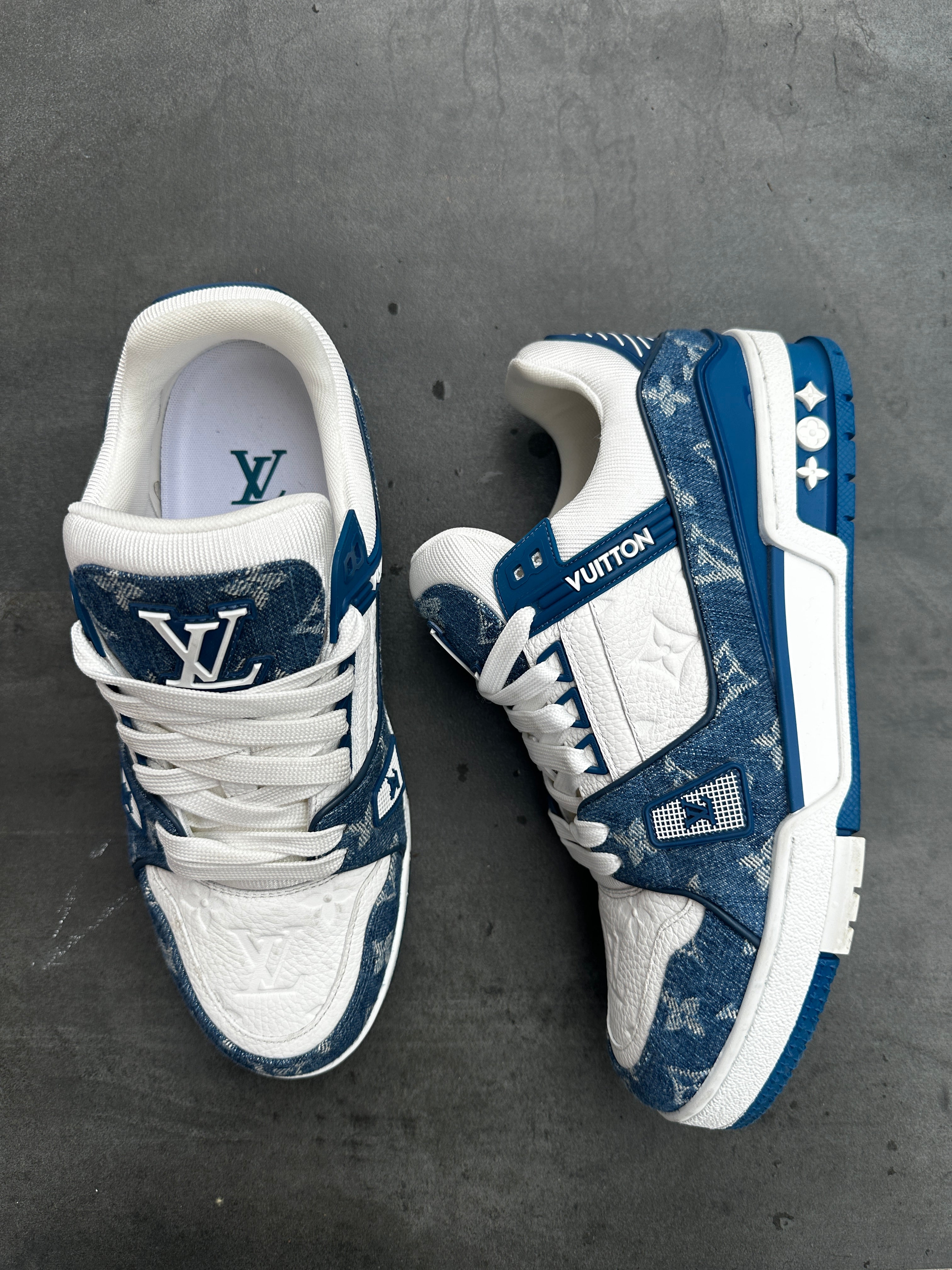 Louis Vuitton Trainer Low White Blue Monogram Denim EU39/US7 ✅