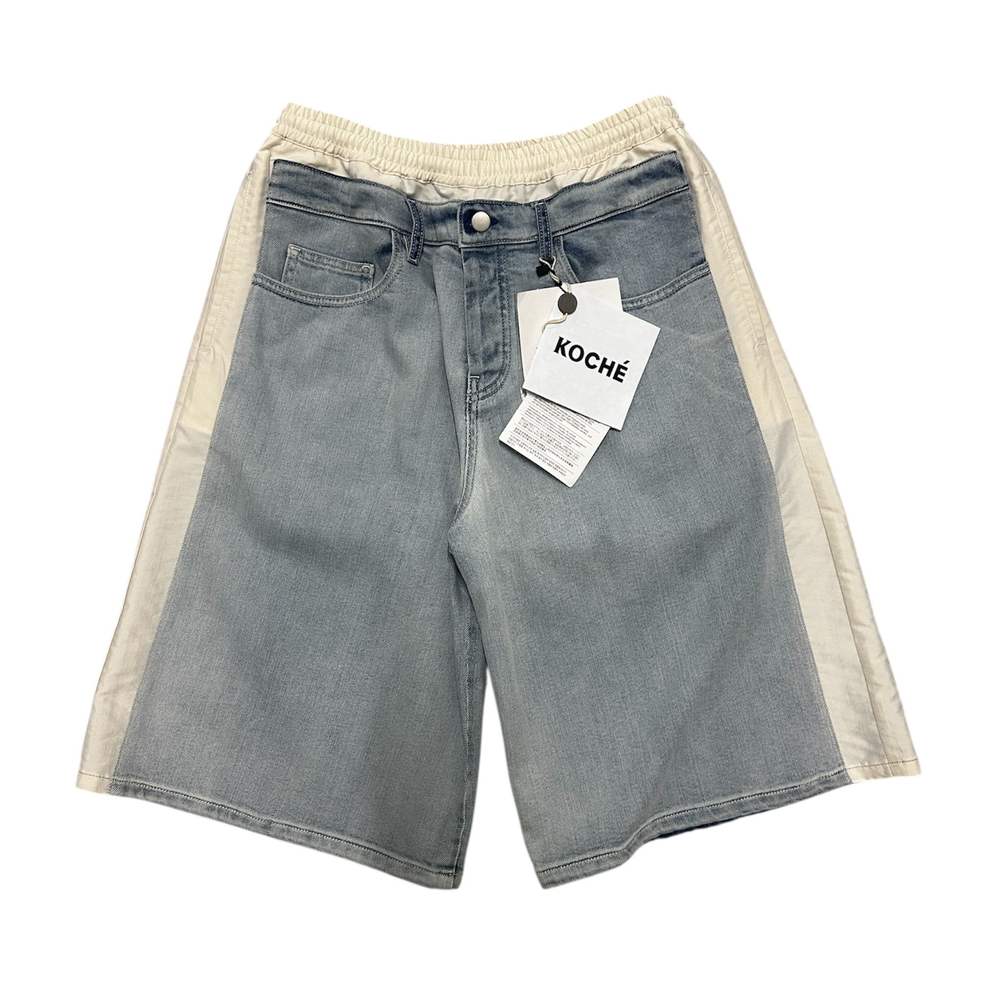 Koché Panelled Denim Shorts – Light Wash