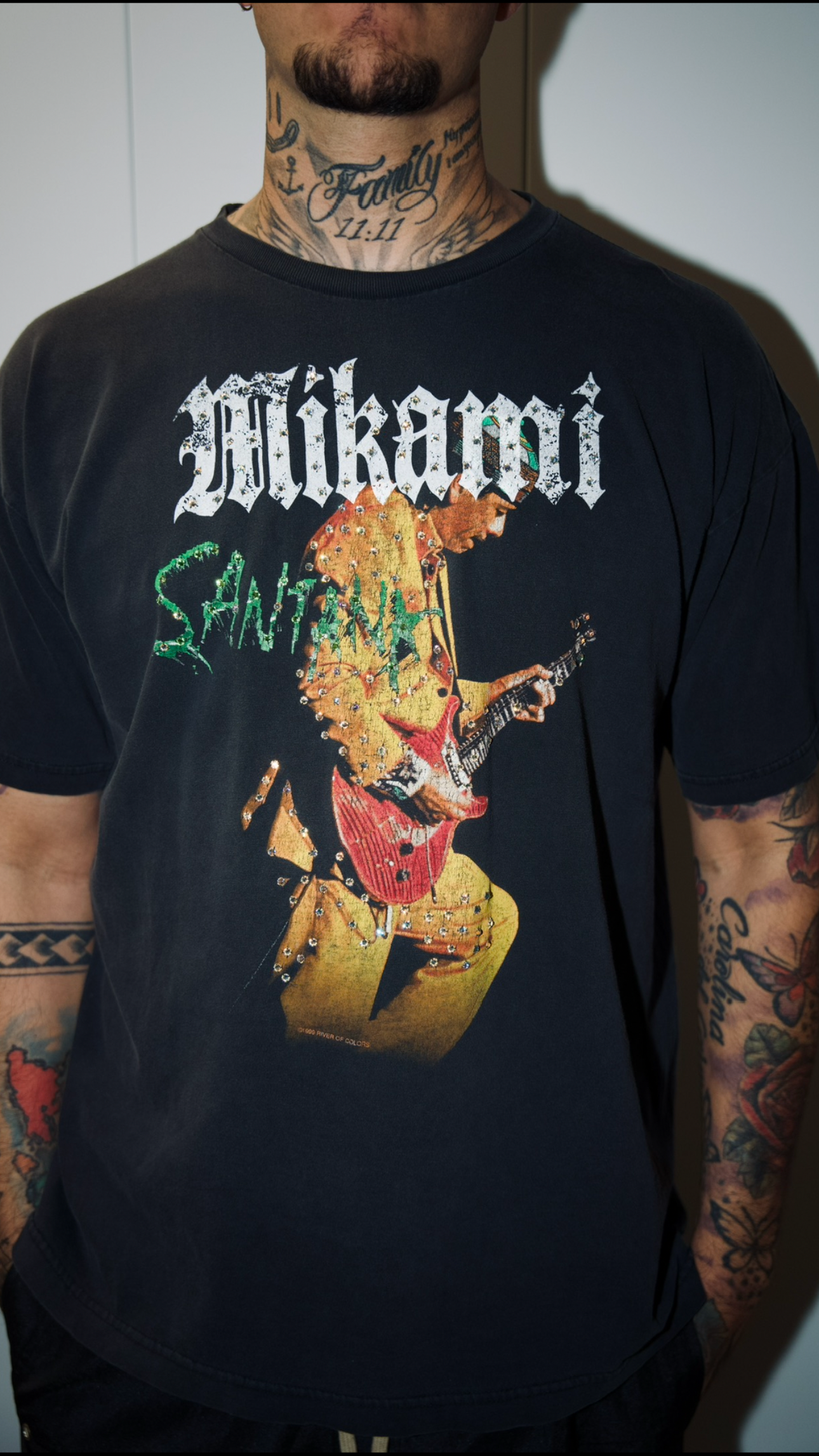 MIKAMI × Santana — One-of-One Crystal Tee XL