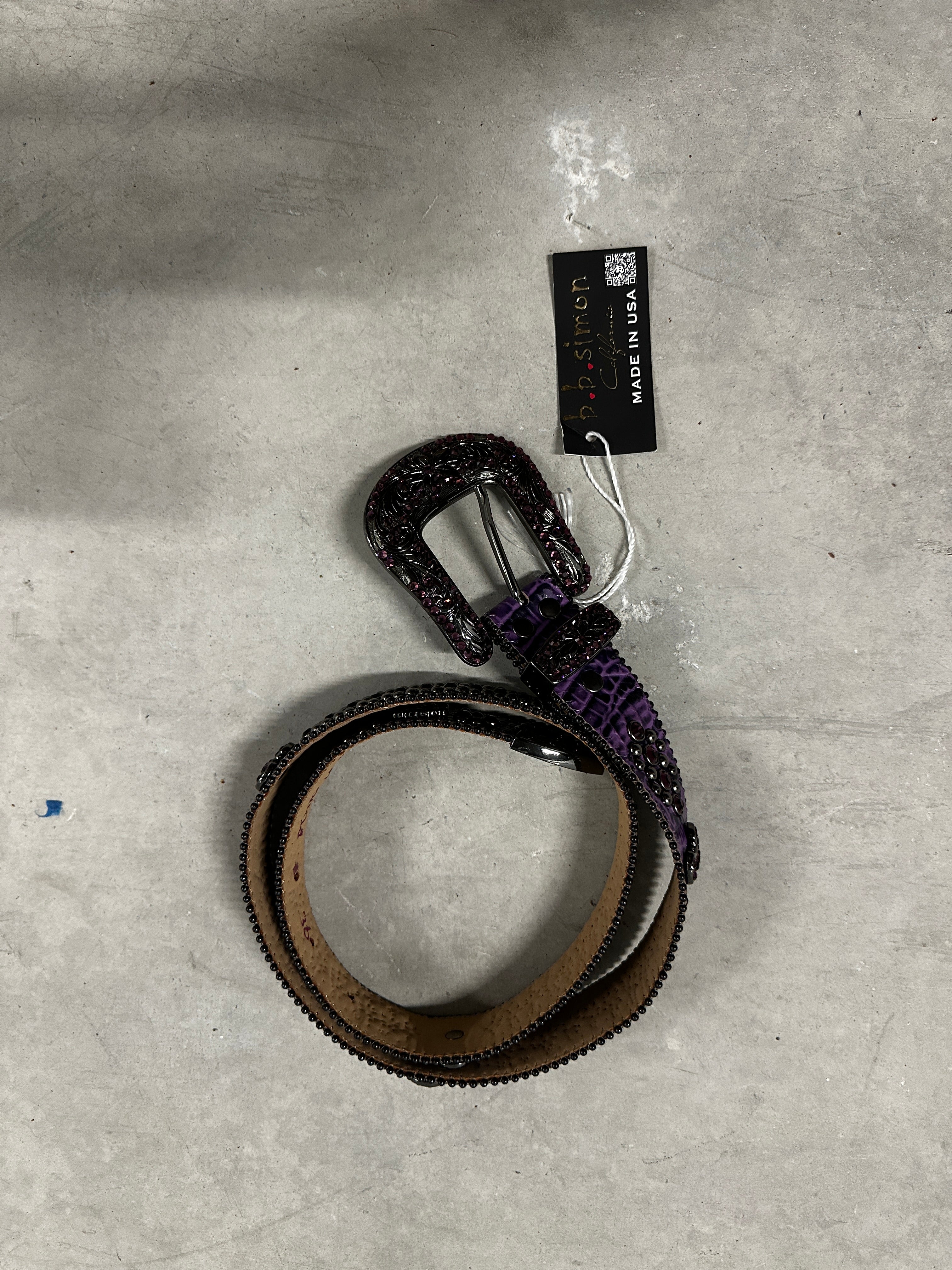 B.B. Simon Crystal Belt "Purple Croc"
