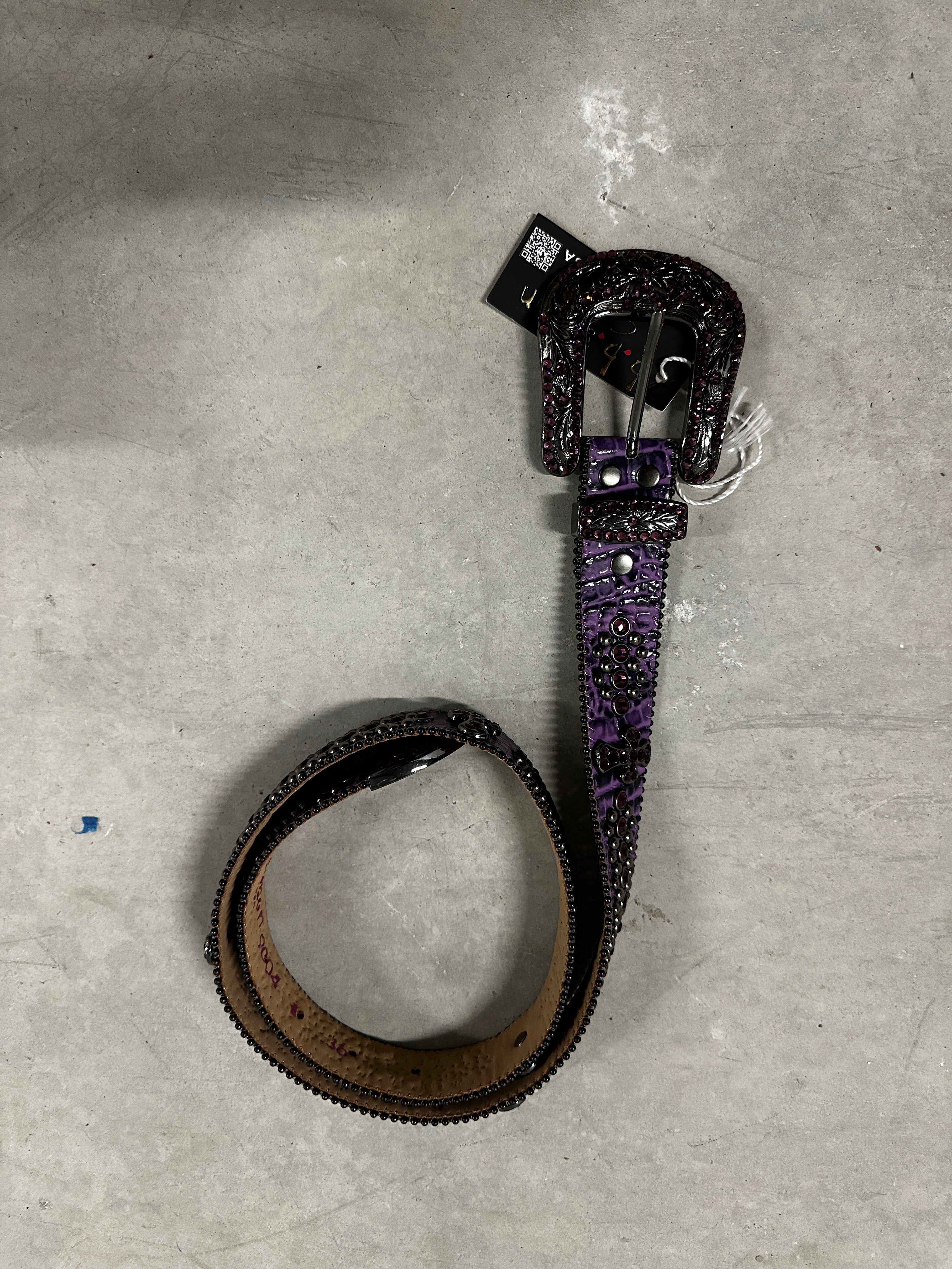 B.B. Simon Crystal Belt "Purple Croc"
