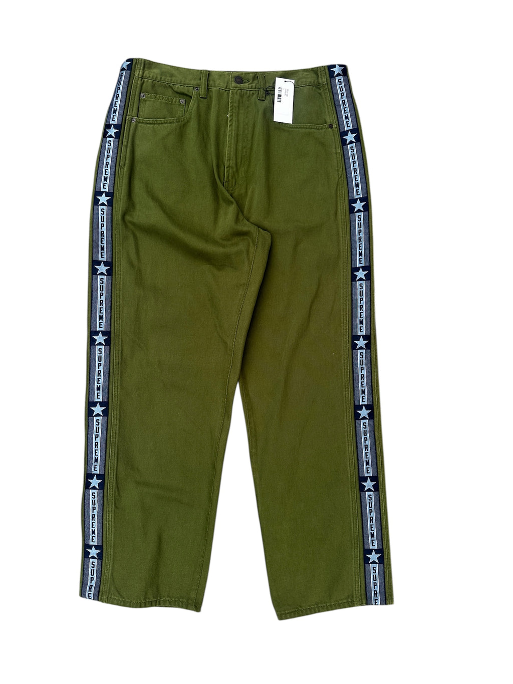 Supreme Star Side Stripe Pants – Olive (Size 34)