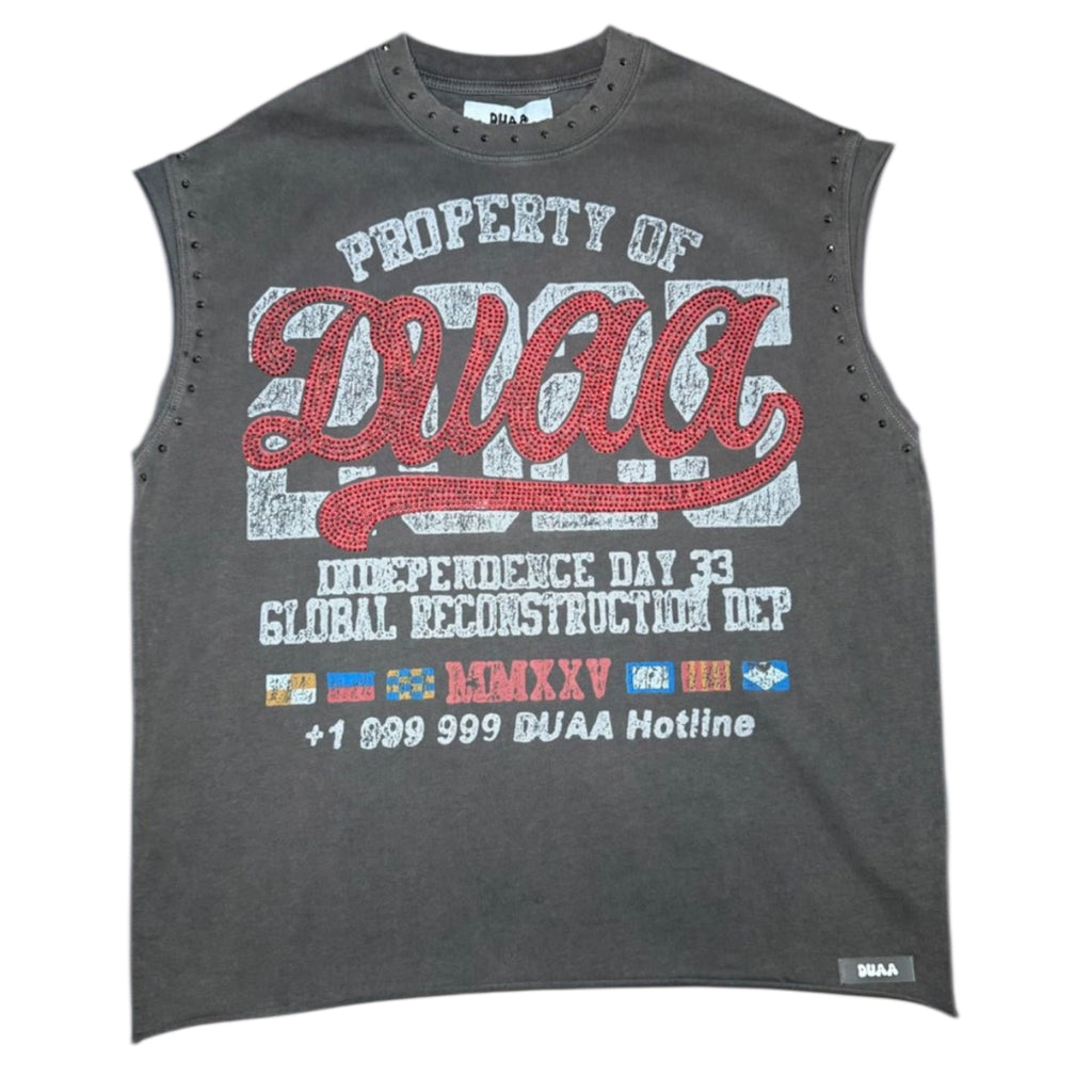 Sails Cut-Off Grey Rhinestone Tee