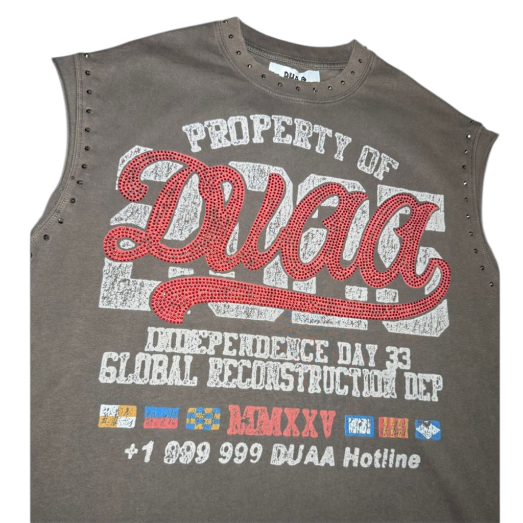 Sails Cut-Off Grey Rhinestone Tee