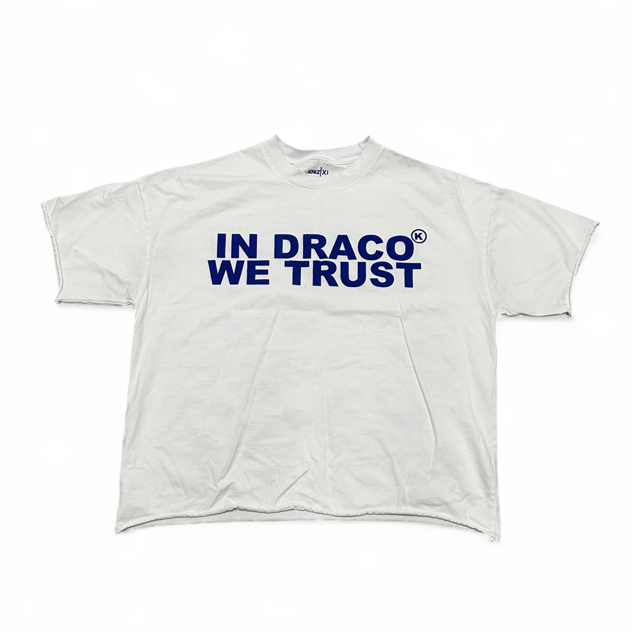 “In Draco We Trust” Graphic Tee – White (Used, 8/10)