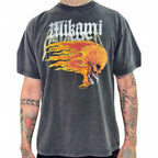 Mi Kami “Flaming Skull” Rhinestone Tee